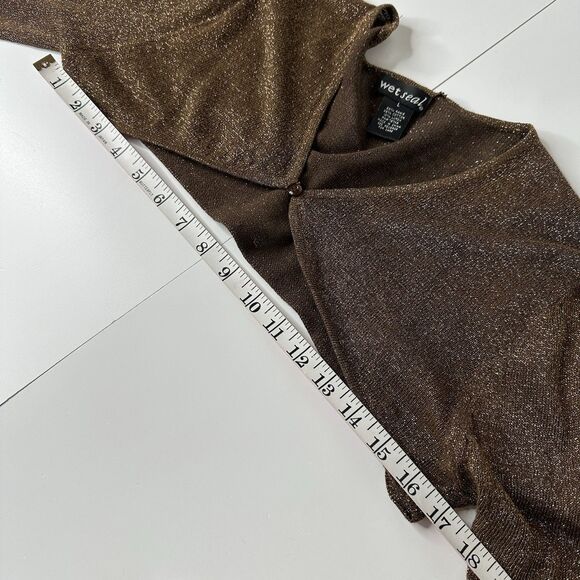 Wet Seal Bolero Shrug Sz L Brown Metallic Y2K Grunge Glam Holiday Party New Year - Picture 7 of 12